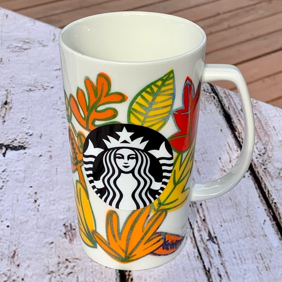 Starbucks 2016 Fall Autumn Leaves Harvest Tall Coffee Cup Mug 16 Oz October - Picture 3 of 12